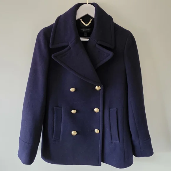 J. Crew 4 Old Money Ivy League Academia Stadium Cloth By Nello Gori Wool Peacoat - Picture 2 of 14